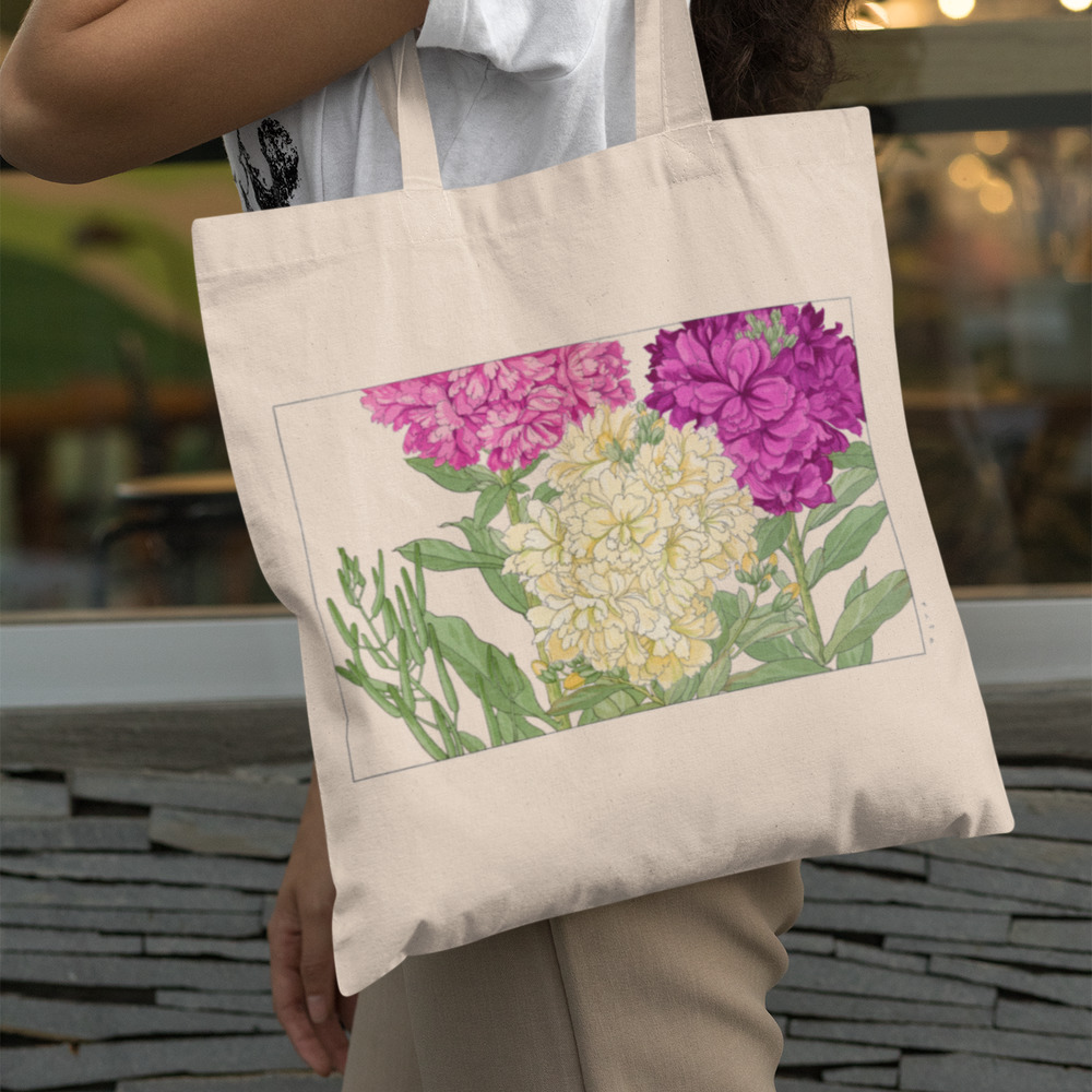 Japanese Pink Ivory Stock Flower Tote
